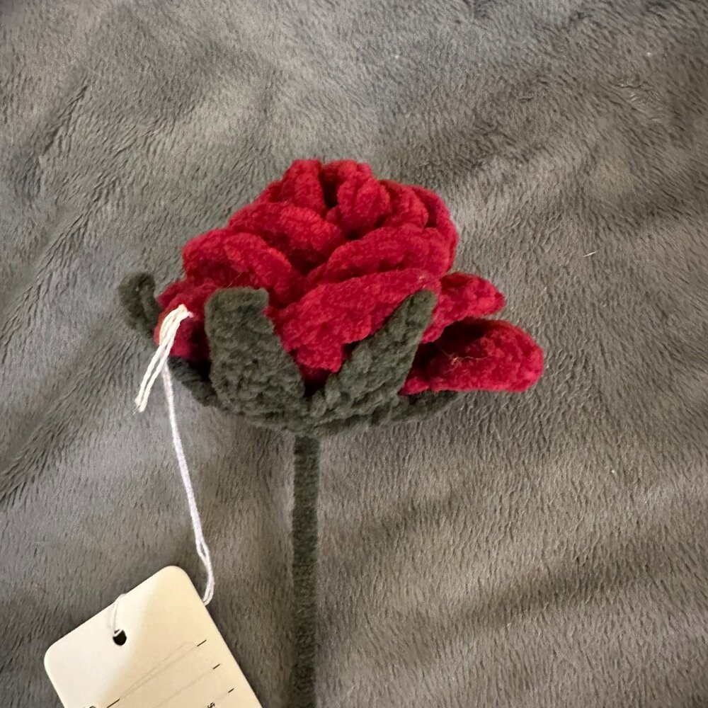 Hand Crocheted Red Velvet Roses - Picture 2 of 4
